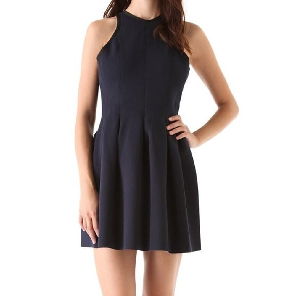 T Alexander Wang black scuba neoprene pleated mini dress size medium